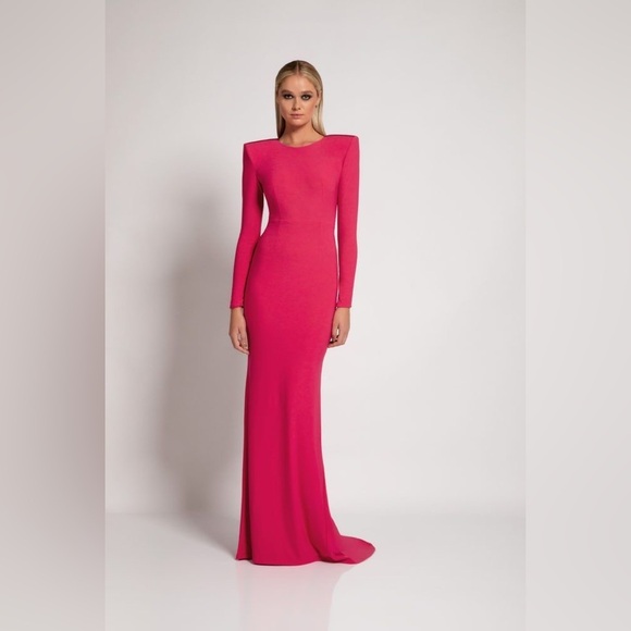 ZhivagoForte Gown In Cerise Hot Pink NEW Size 12 Long Sleeve Modest